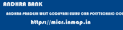 ANDHRA BANK  ANDHRA PRADESH WEST GODAVARI ELURU CRR POLYTECHNIC COLLEGE  micr code